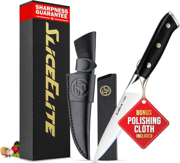 SliceElite 5.5-Inch Utility Knife German Steel Pakkawood Handle with Dual Sheath