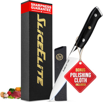 SliceElite 5.5-Inch Utility Knife German Steel Pakkawood Handle with Blade Guard
